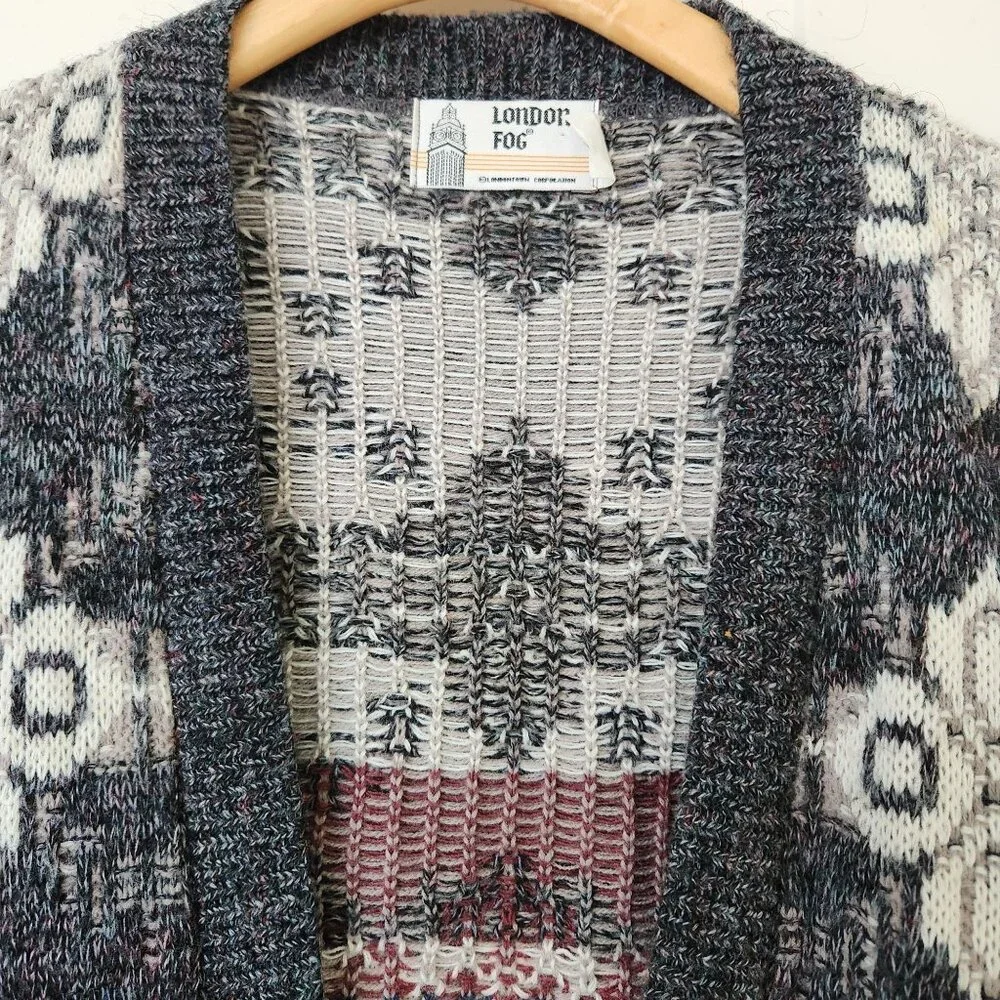 Vintage London Fog Cardigan Sweater Button Front  Alpaca Blend Grandpacore Dad L - Picture 4 of 11